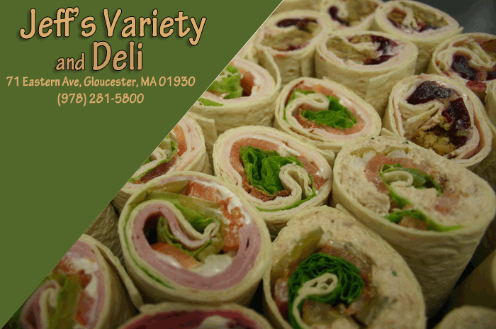Jeff's Variety and Deli located at 71 Eastern Ave in Gloucester, MA.  Call to place your order (978)281-5800.
